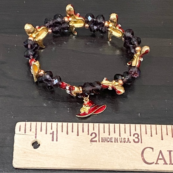 Red Hatter Enamel Beaded Stretchy Bracelet One Size - Picture 7 of 10